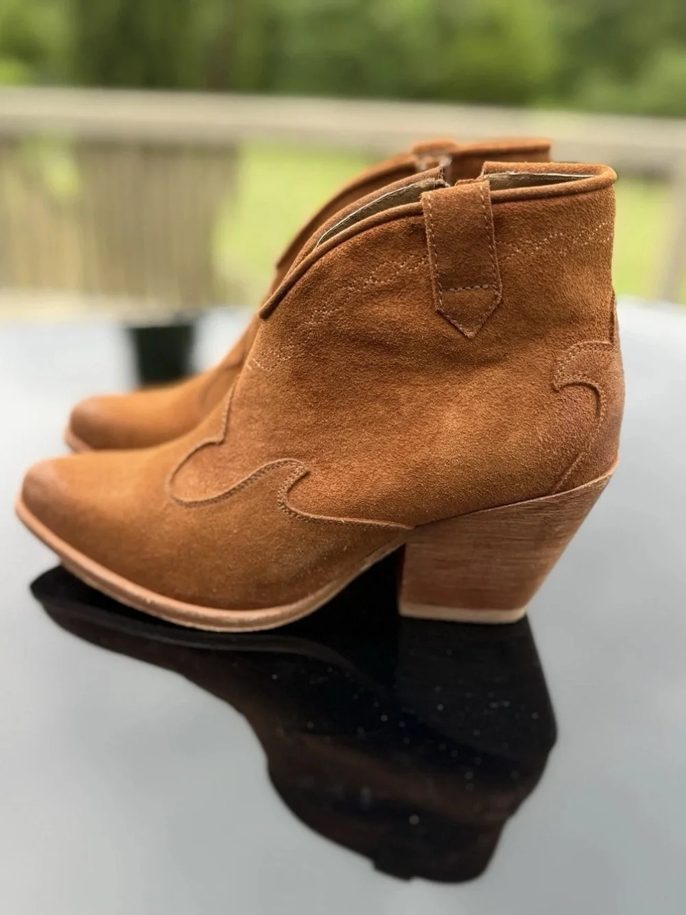 Shyanne Women’s Jodi Suede Leather Brown Western Ankle Boots Sz 6 EUC